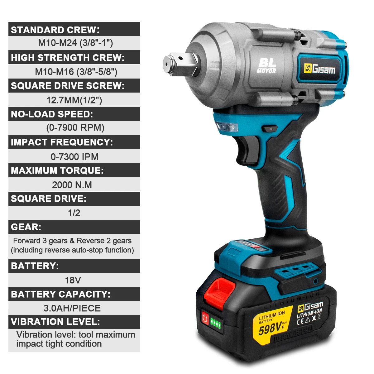 May Van Dinh Luc Gisam 2000Nm Khong Day 18V Brushless - Daisan Store