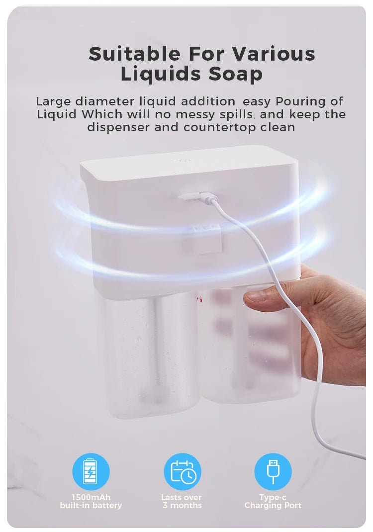 Máy Xịt Bọt Tự Động 600ml Cảm Ứng Đôi Sạc Đa Cấp - Daisan Store