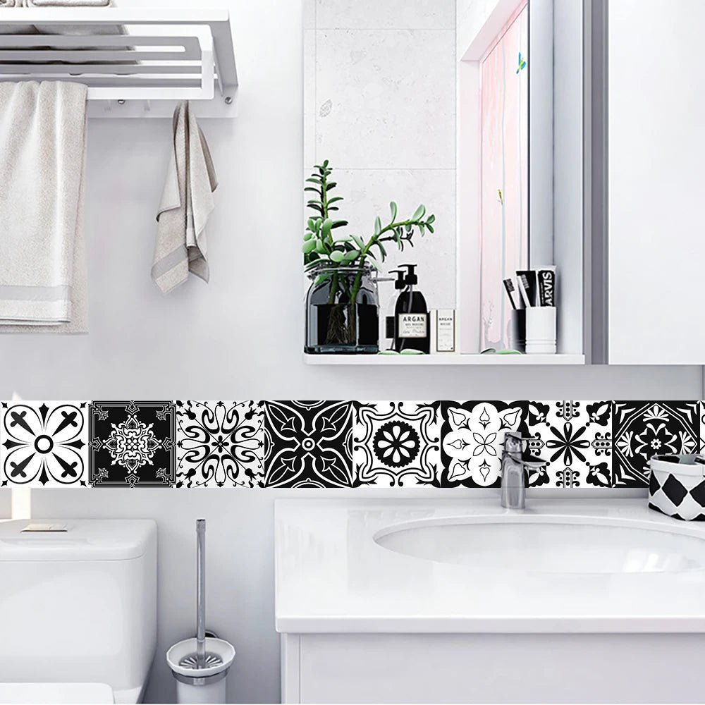 Miếng Dán Sàn Họa Tiết Đen Trắng Nhám Dính Chống Trượt - Daisan Store