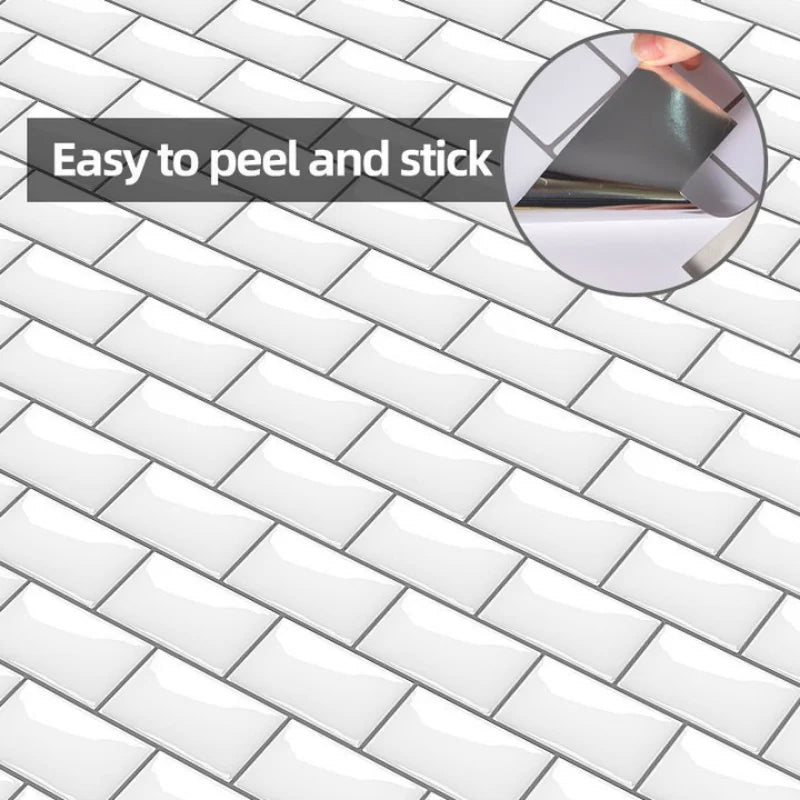 Miếng Dán Tường 3D Giả Gạch Trắng Chống Thấm Bếp Phòng Khách - Daisan Store
