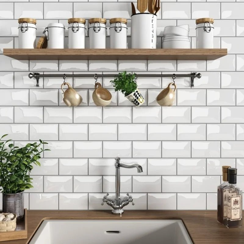 Miếng Dán Tường 3D Giả Gạch Trắng Chống Thấm Bếp Phòng Khách - Daisan Store