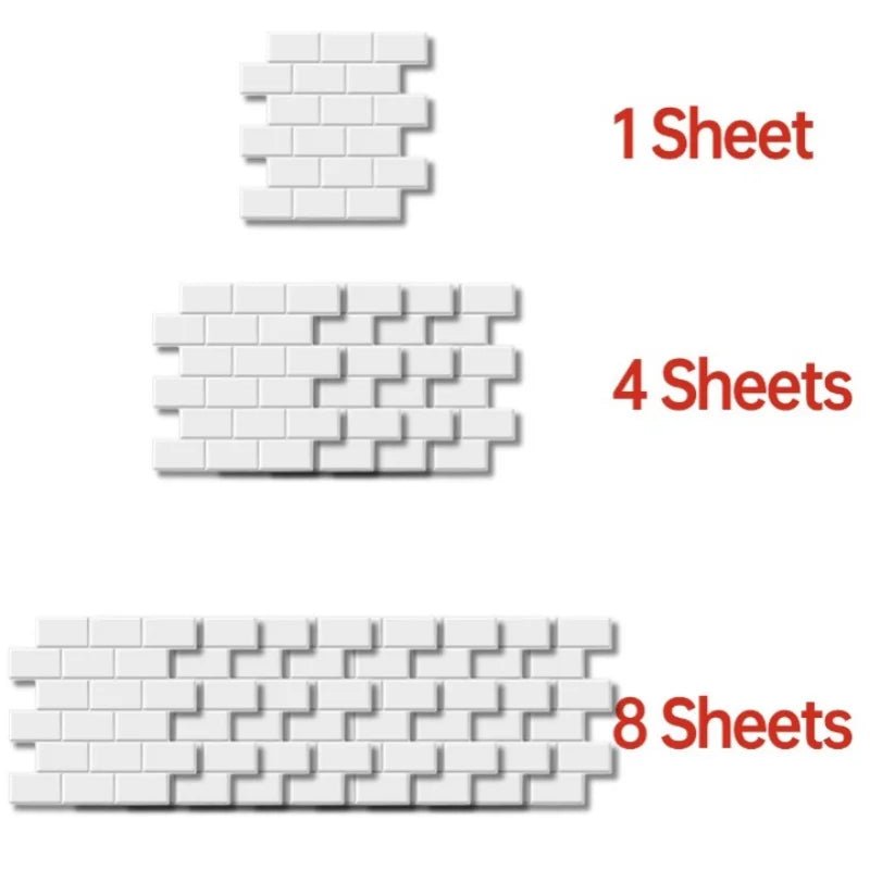 Miếng Dán Tường 3D Giả Gạch Trắng Chống Thấm Bếp Phòng Khách - Daisan Store