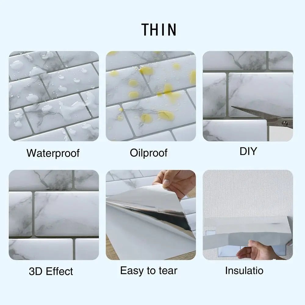 Miếng Dán Tường Gạch Dính PET Chống Thấm Trang Trí 29x23cm - Daisan Store