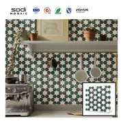 Miếng dán tường lột và dán hình lục giác nhiều màu sắc trang trí nhà cửa họa tiết hoa - Daisan Store