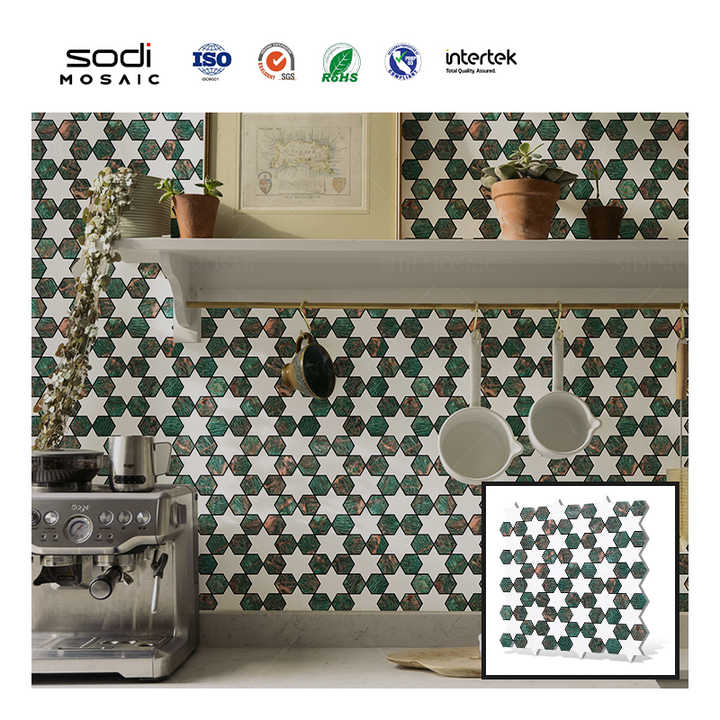 Miếng dán tường lột và dán hình lục giác nhiều màu sắc trang trí nhà cửa họa tiết hoa - Daisan Store