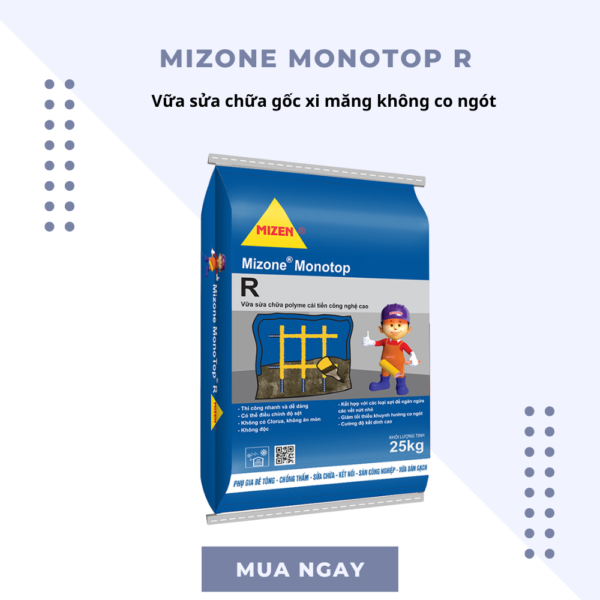 Mizone Monotop R – Vữa sửa chữa bê tông