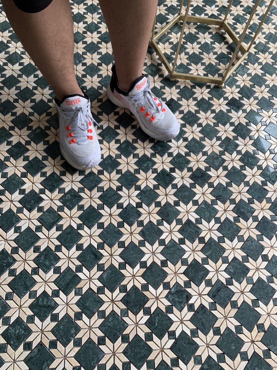 Mosaic Đá Cẩm Thạch Xanh Lá Be Lát Tường Sàn - Daisan Store