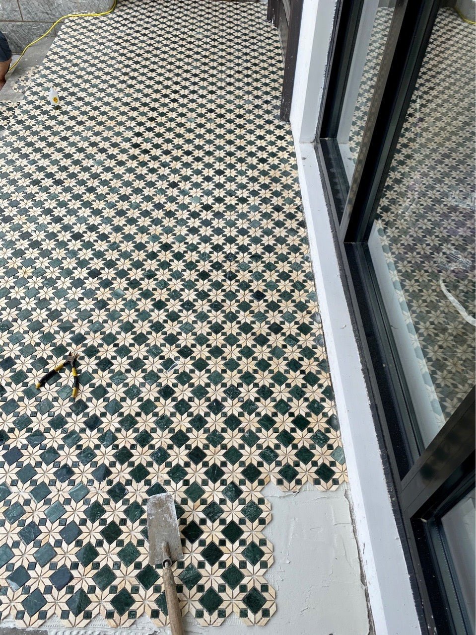 Mosaic Đá Cẩm Thạch Xanh Lá Be Lát Tường Sàn - Daisan Store