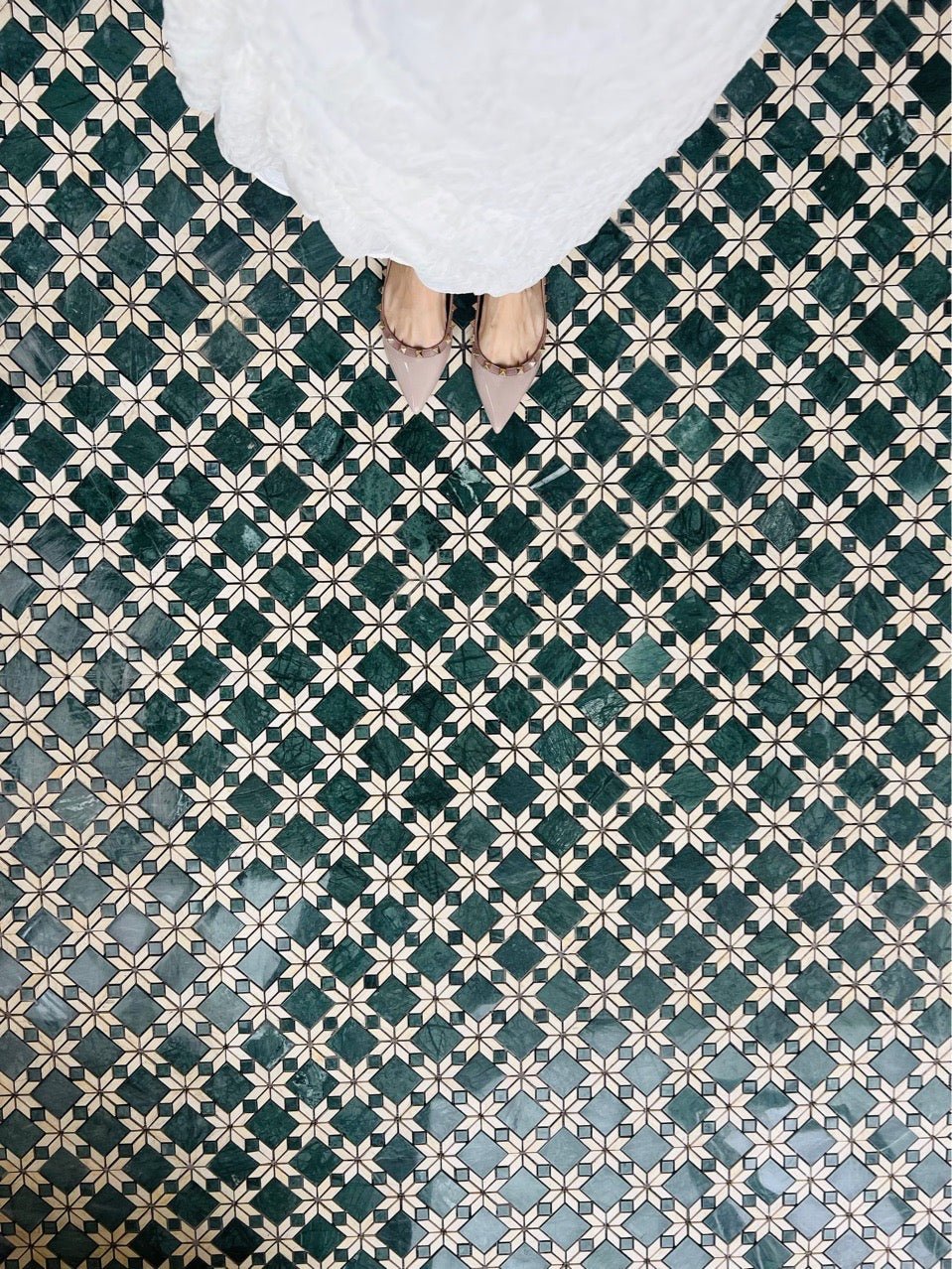 Mosaic Đá DTH 10mm Xanh Đậm Be Cao Cấp Nhà Tắm Bếp - Daisan Store