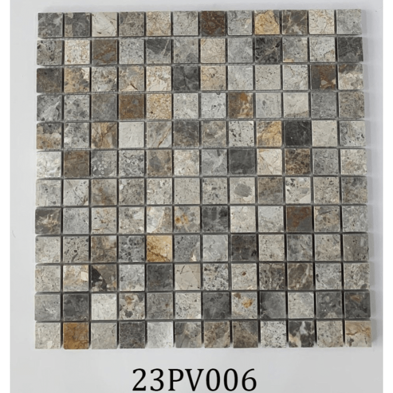 Mosaic đá tự nhiên dăm kết xám chip 23x23 LUX - 23PV006 - Daisan Store