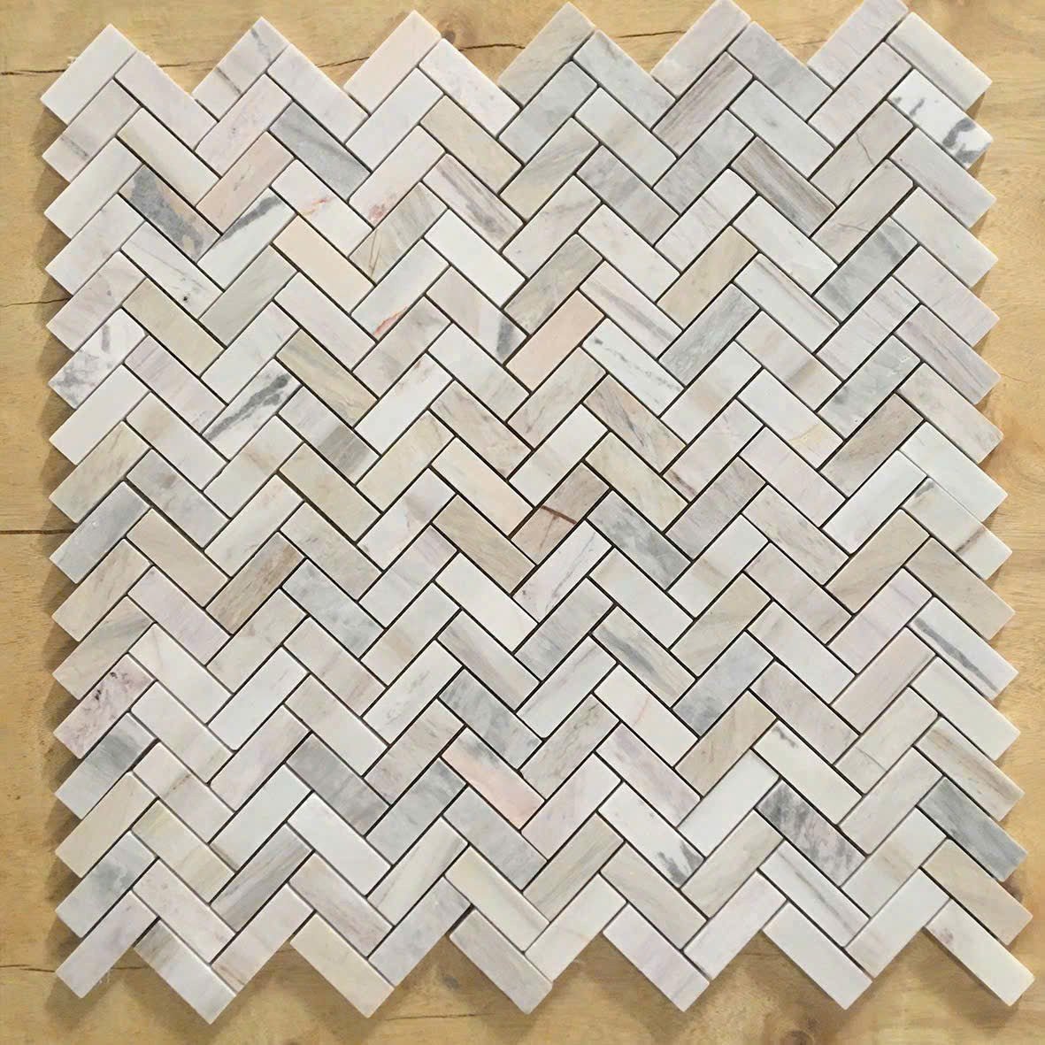 Mosaic đá vân gỗ xương cá mài bóng chip 25x70 mã 57PF001.2 - Daisan Store