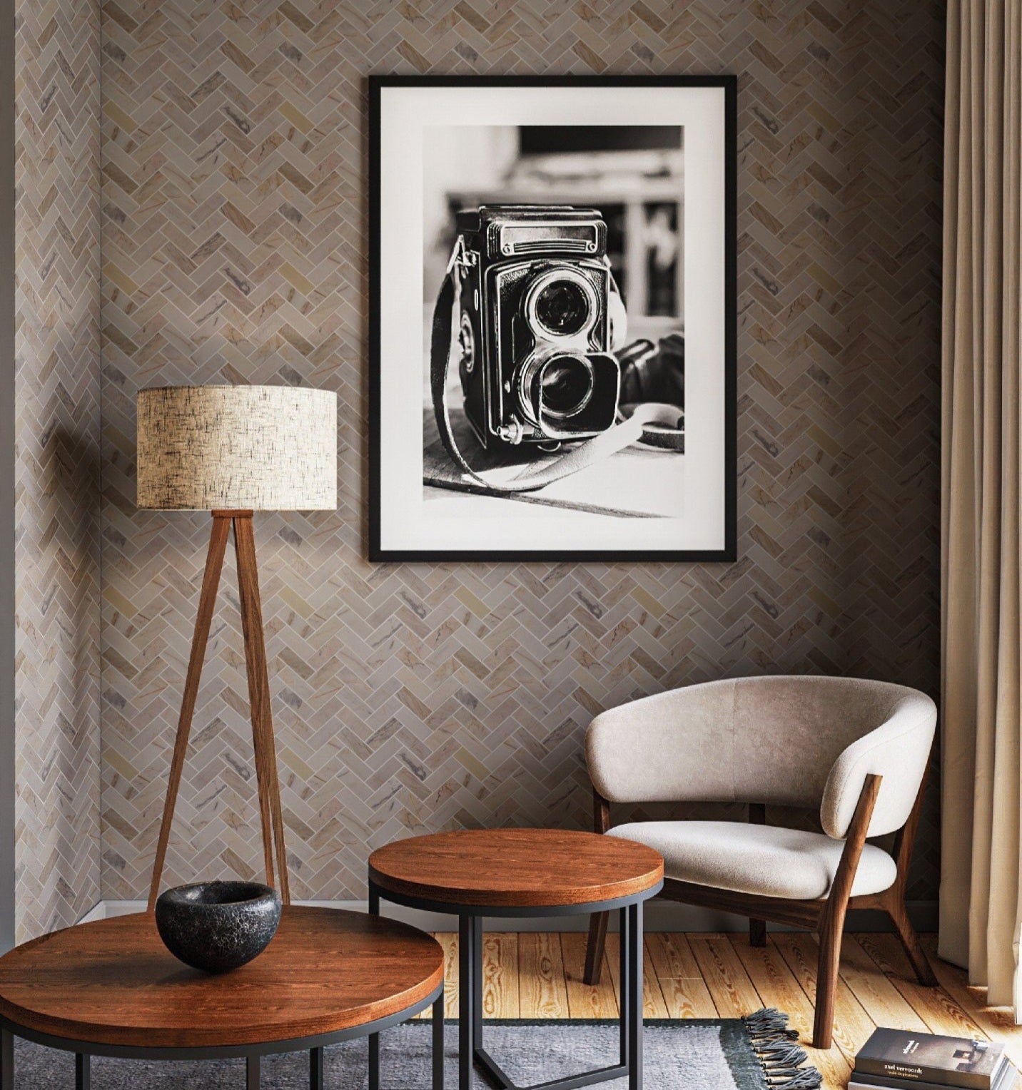 Mosaic đá vân gỗ xương cá mài bóng chip 25x70 mã 57PF001.2 - Daisan Store