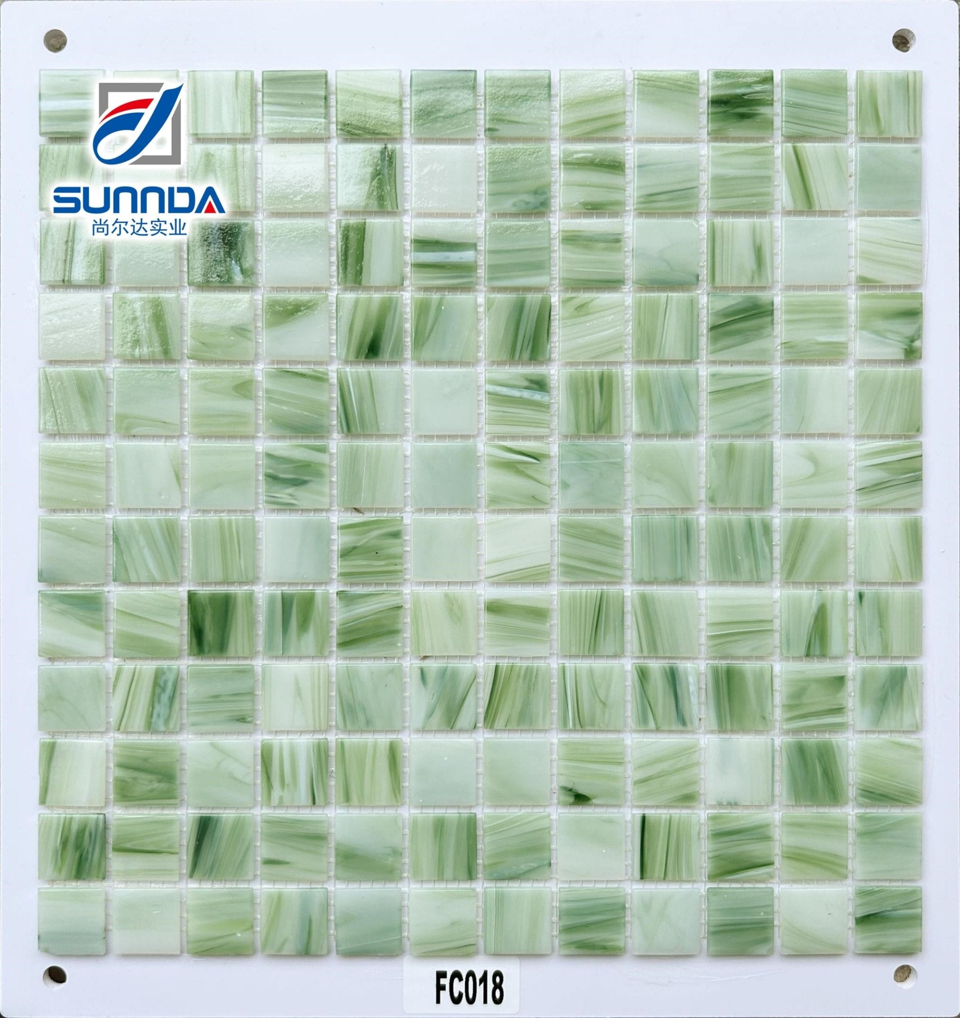 Mosaic kính 48x48 mm thiết kế xanh dương nóng và vàng trang trí tường phòng tắm, bếp dạng lưới - Daisan Store