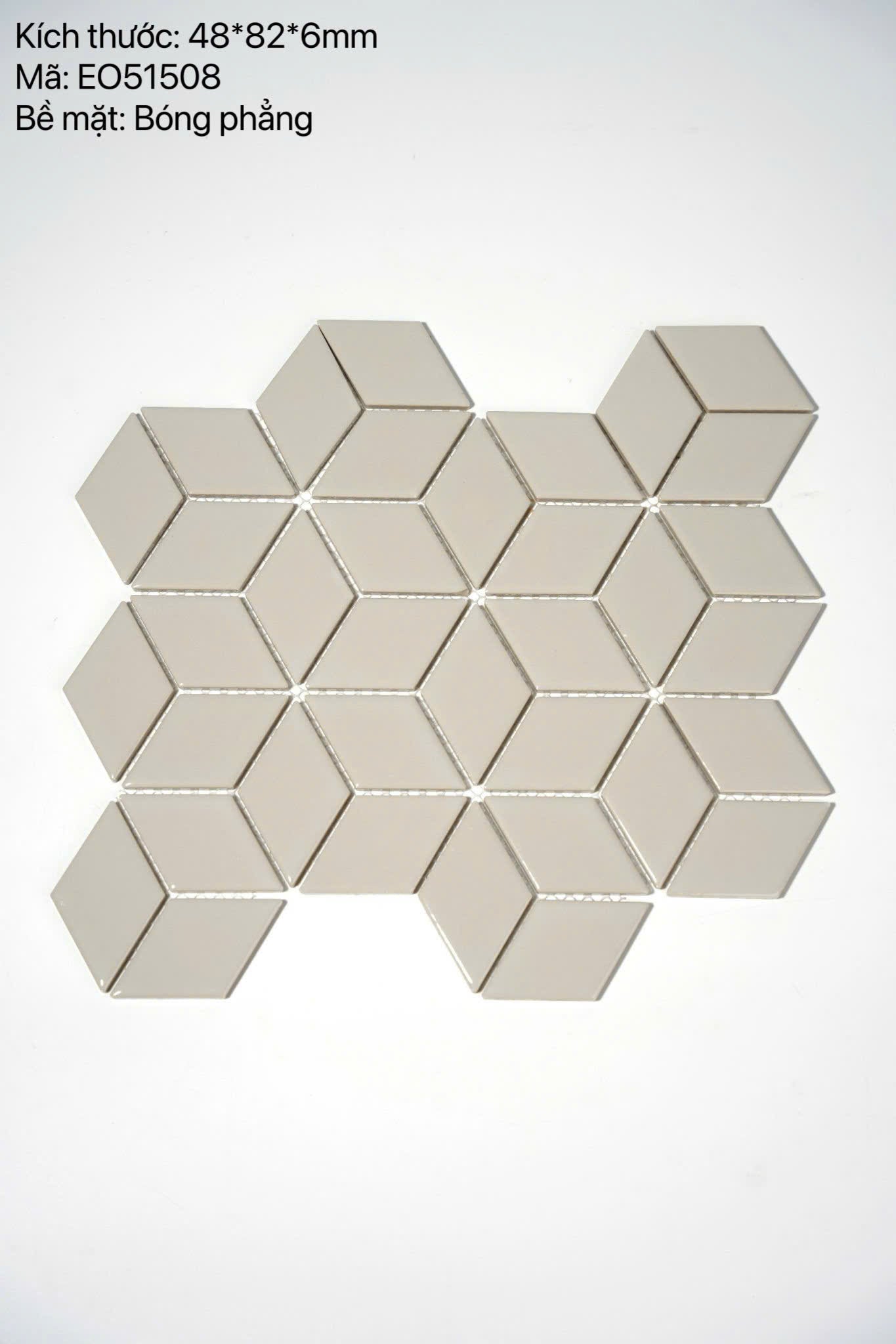 Gạch Mosaic thoi xám bóng kt 48x82x6mm 51508 (1h/1.818m/22vien)