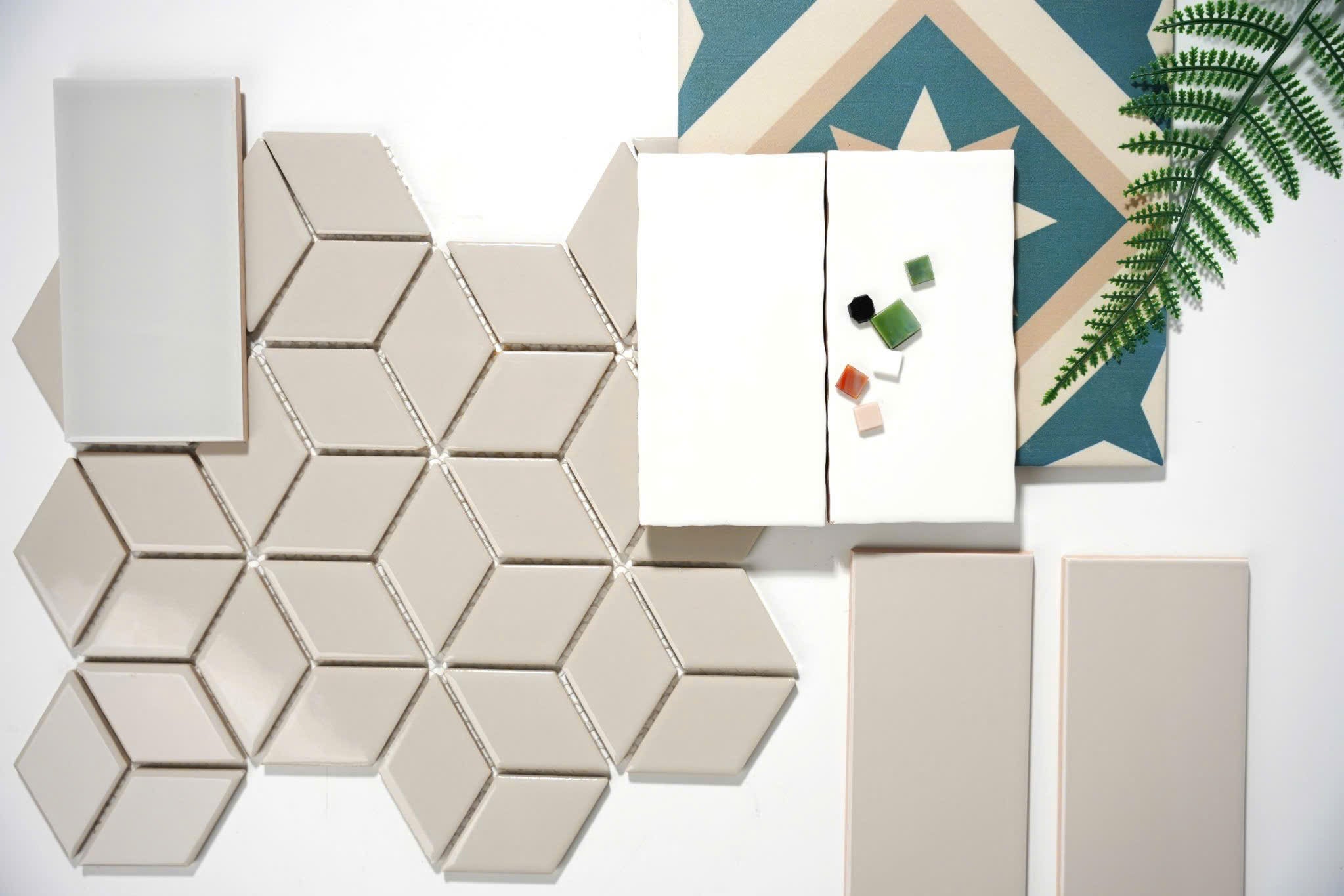 Gạch Mosaic thoi xám bóng kt 48x82x6mm 51508 (1h/1.818m/22vien)
