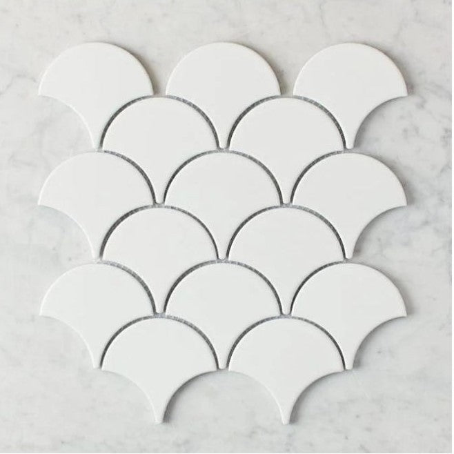 Gạch Mosaic vảy cá trắng trơn mã GP-FT116W