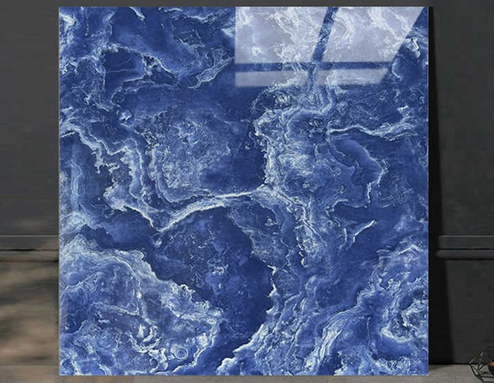 Nhà Máy Cung Cấp Gạch Men Họa Tiết Đá Cẩm Thạch Tối Màu Gạch Lát Sàn Bằng Sứ Đá Cẩm Thạch Giả 80X80 Vân Giống Đá Cẩm Thạch Carreaux Blue - Daisan Store