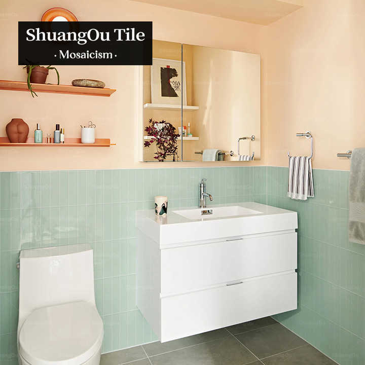 Nhà máy cung cấp Gạch mosaic gốm màu xanh và trắng cho phòng tắm, khách sạn, ốp tường bếp, gạch mosaic, độ bền cao - Daisan Store