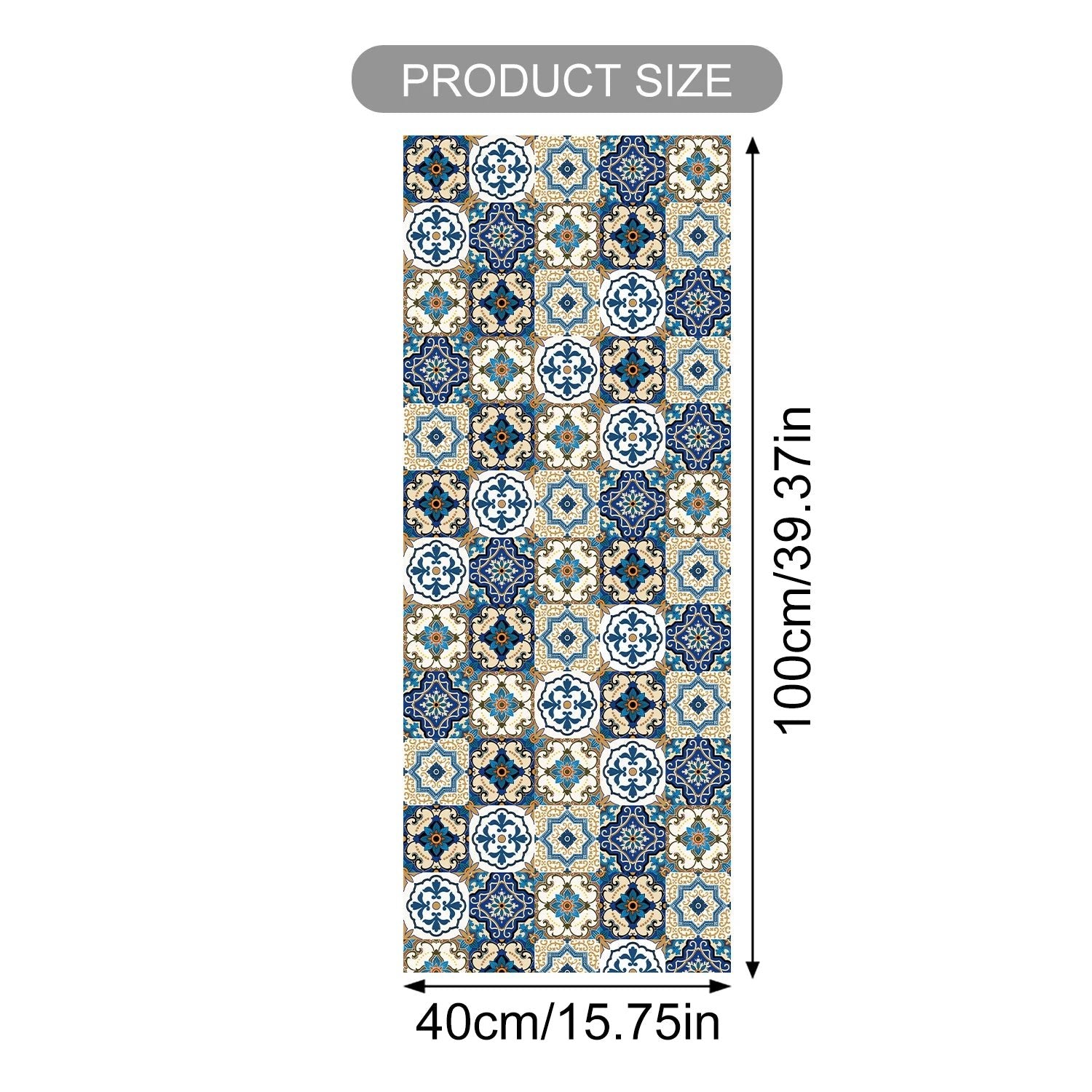 Nhãn dán gạch xanh nâu Baroque chống nước, dán tường - Daisan Store