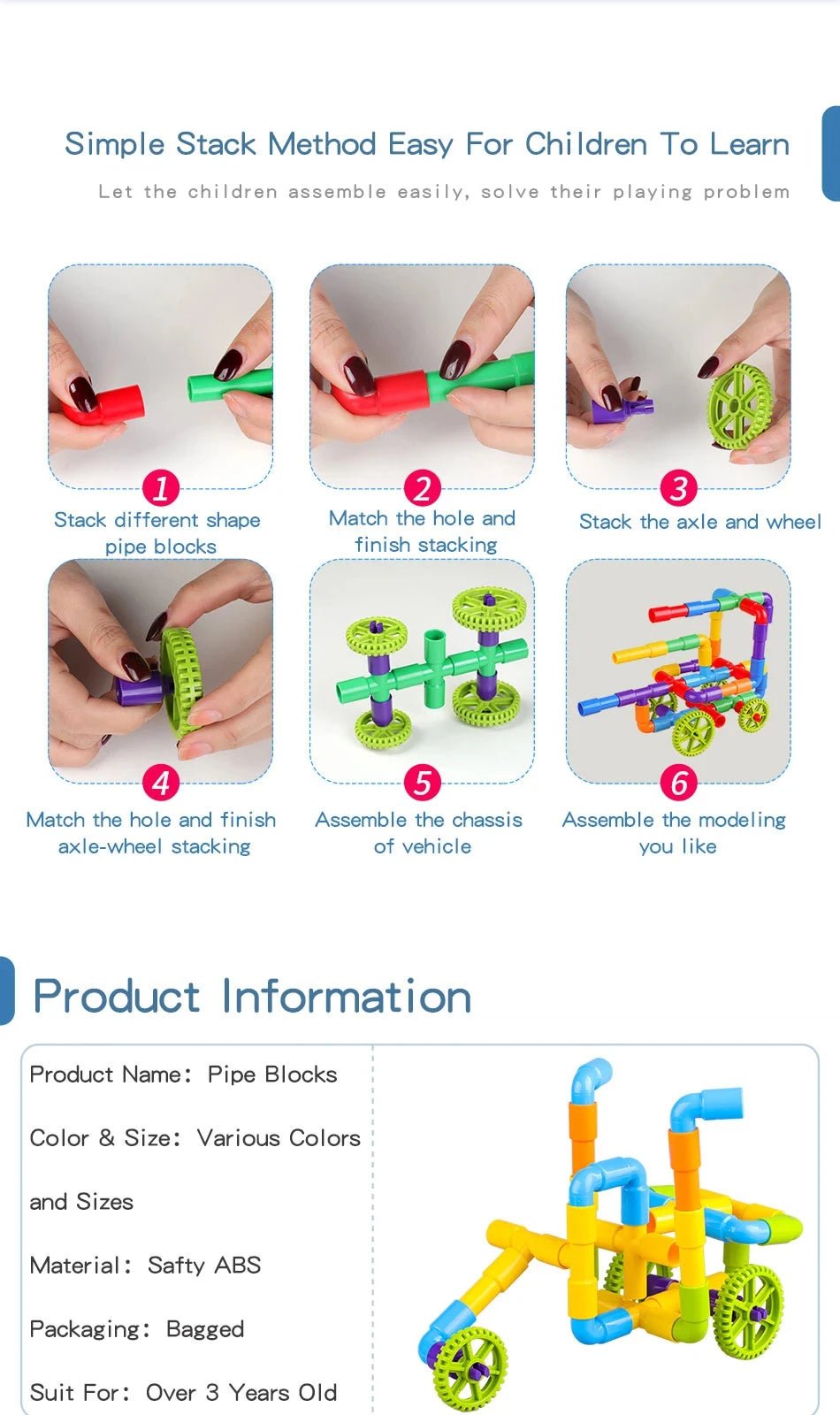 Ống Nước Sáng Tạo - Bộ Xây Dựng STEM Cho Bé - Daisan Store