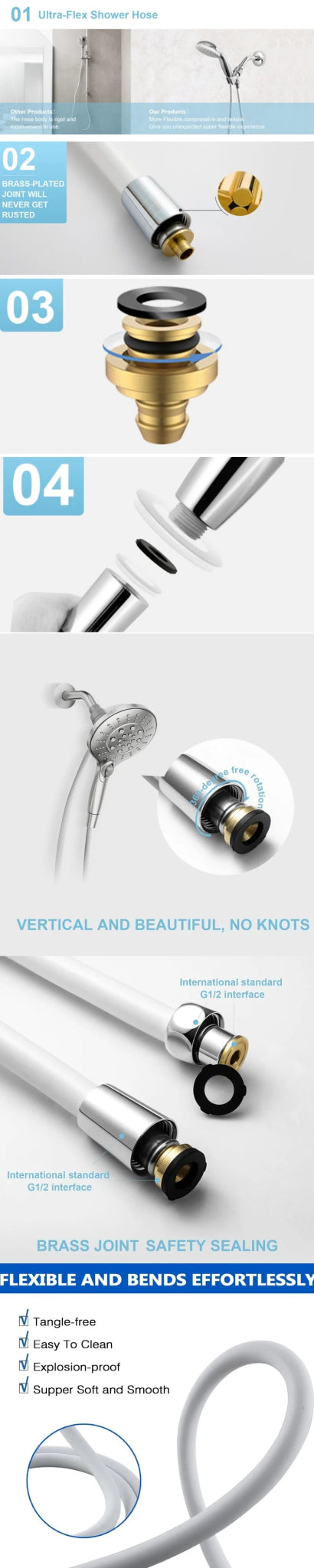 Ống Vòi Sen Silicone Chống Xoắn Cao Áp 1.5/2M - Daisan Store