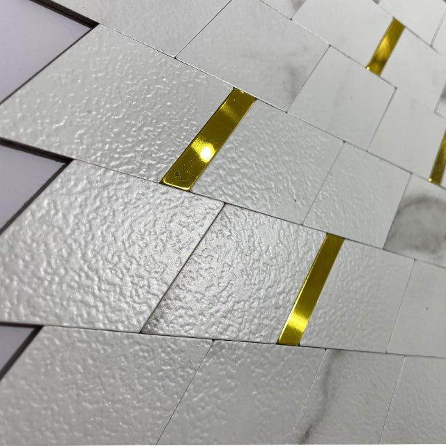 Ốp lát PVC khảm trắng hiện đại, dễ lắp đặt, keo dính acrylic 3M - Daisan Store