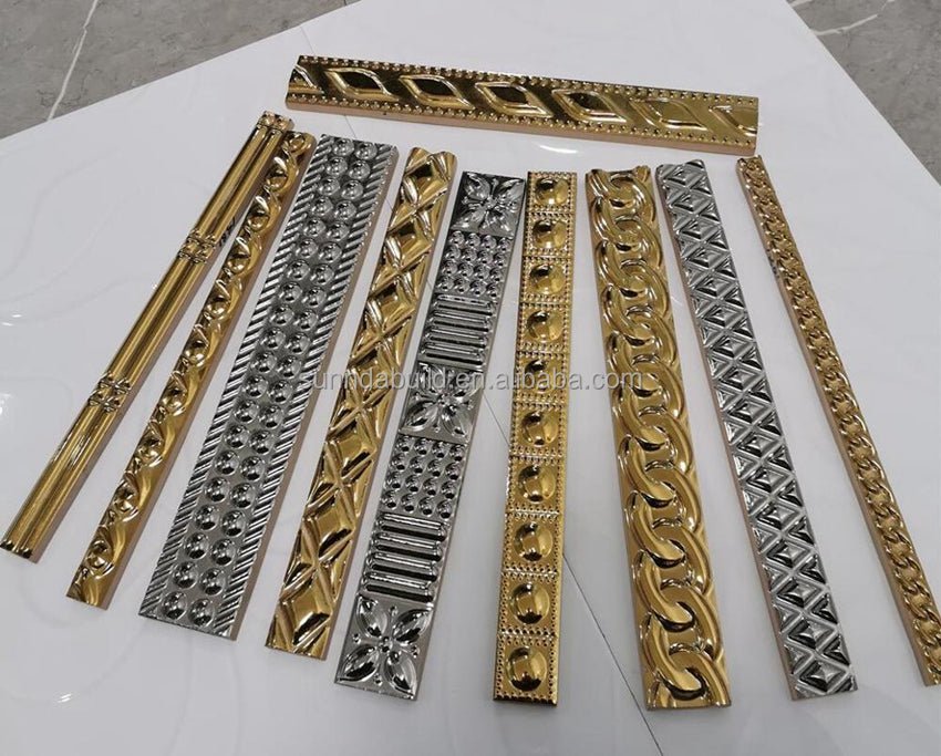 Ốp tường gạch men gốm 30cm, viền vàng - Daisan Store