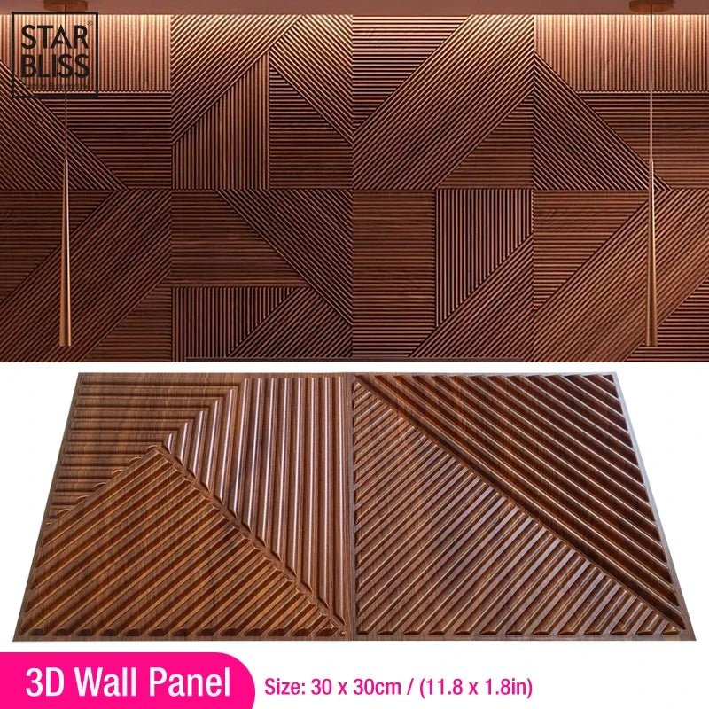 Ốp tường trần 3D vân gỗ chống nước 30x30cm đẹp - Daisan Store