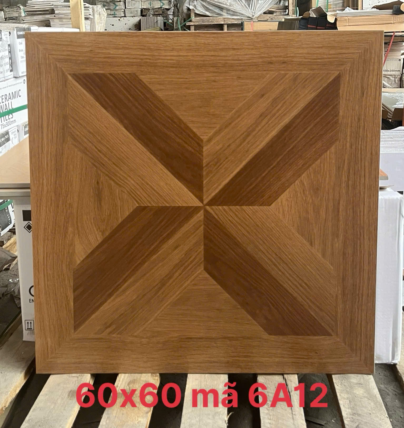 Gạch giả gỗ 600x600mm xương đá nhập khẩu mã GG6A12