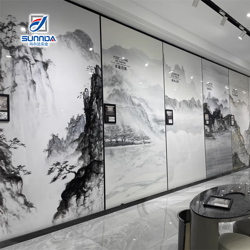 Phiến đá nung kết sứ vân cẩm thạch khổ lớn dùng ốp tường và lát sàn cho phòng khách hiện đại sang trọng từ nhà máy Trung Quốc. - Daisan Store