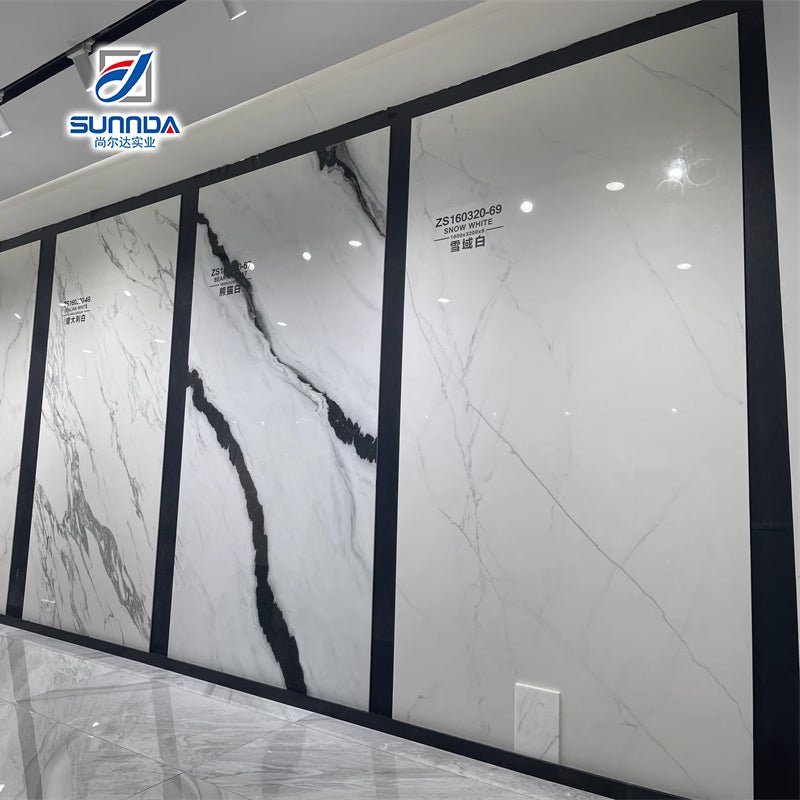 Phiến đá nung kết sứ vân cẩm thạch khổ lớn dùng ốp tường và lát sàn cho phòng khách hiện đại sang trọng từ nhà máy Trung Quốc. - Daisan Store