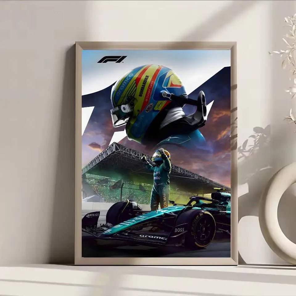 Poster F1 Fernando Alonso Dán Dính Bền Dán Tường Sang Trọng - Daisan Store