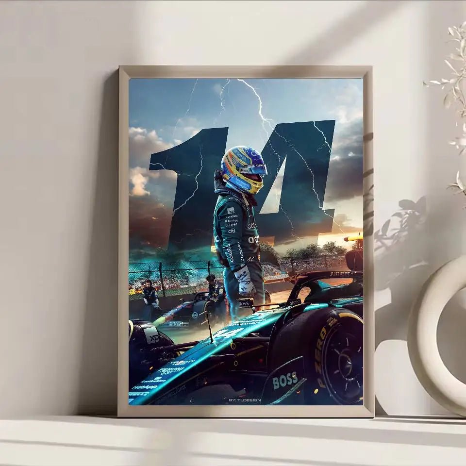 Poster F1 Fernando Alonso Dán Dính Bền Dán Tường Sang Trọng - Daisan Store