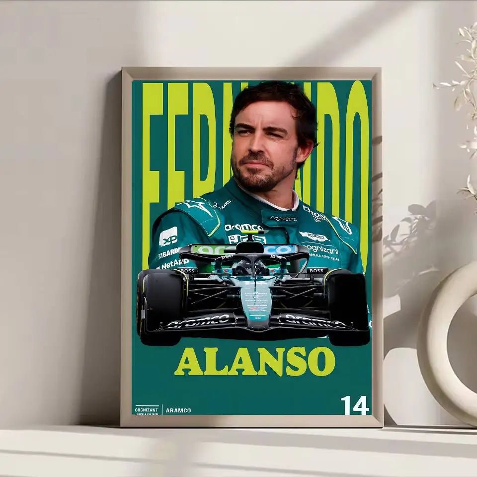 Poster F1 Fernando Alonso Dán Dính Bền Dán Tường Sang Trọng - Daisan Store