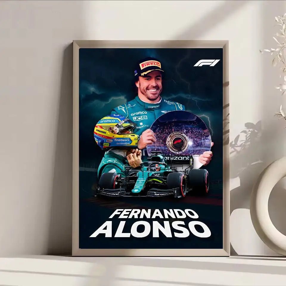 Poster F1 Fernando Alonso Dán Dính Bền Dán Tường Sang Trọng - Daisan Store