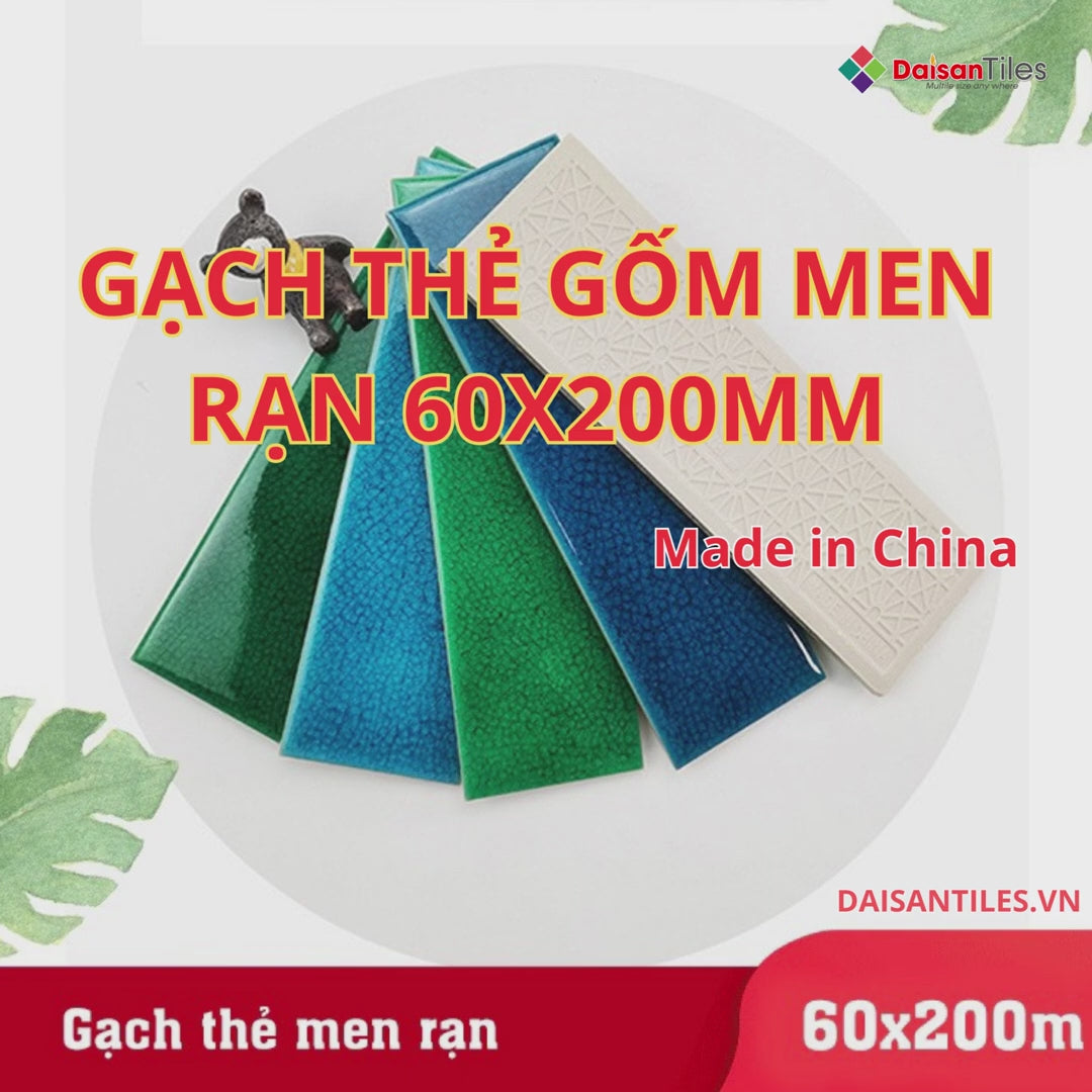 Tải video: Gạch gốm men rạn 60x200mm xanh dương mã MBL60204