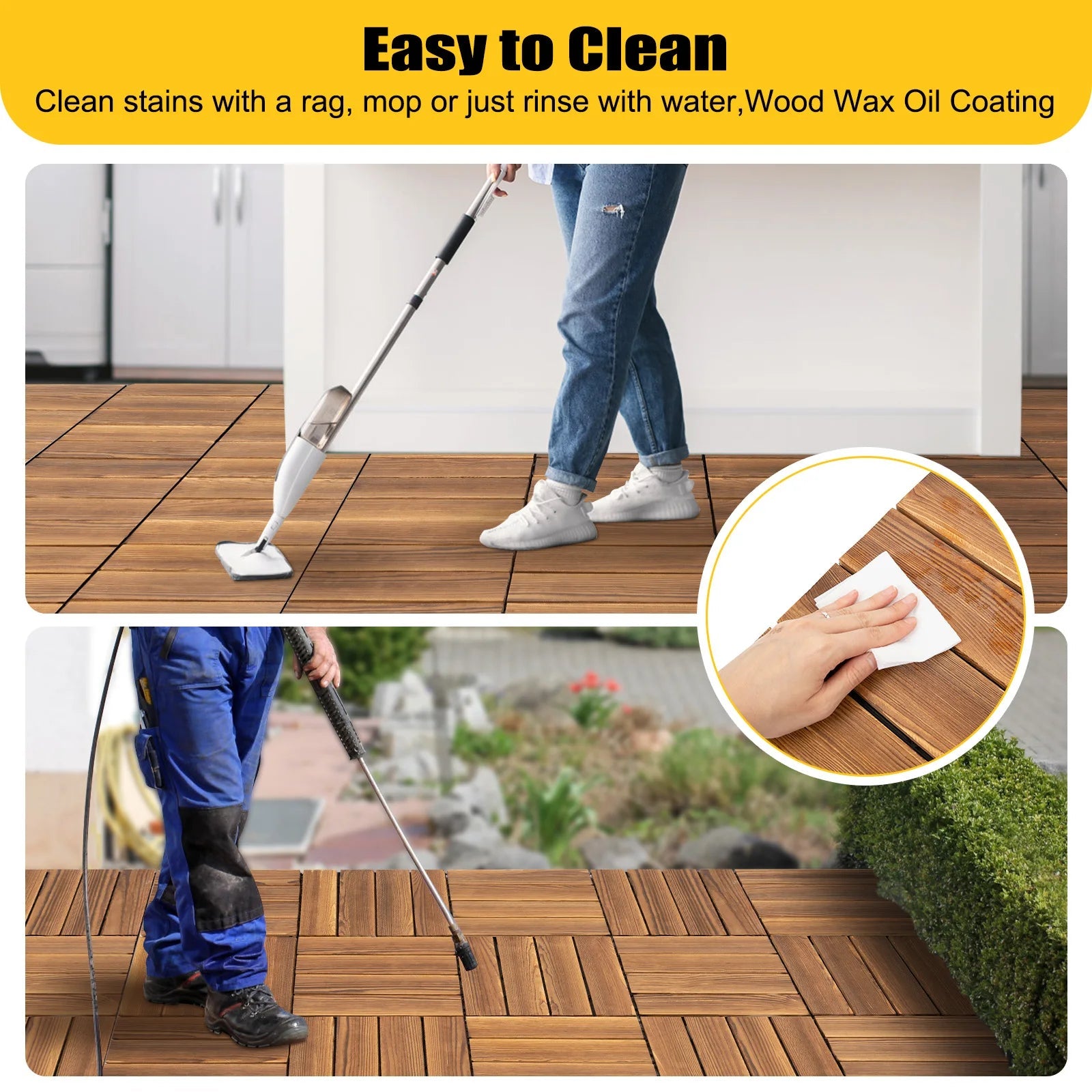 Sàn Gỗ Ngoài Trời Chống Nước 36 Tấm - Nâu 30x30cm - Daisan Store