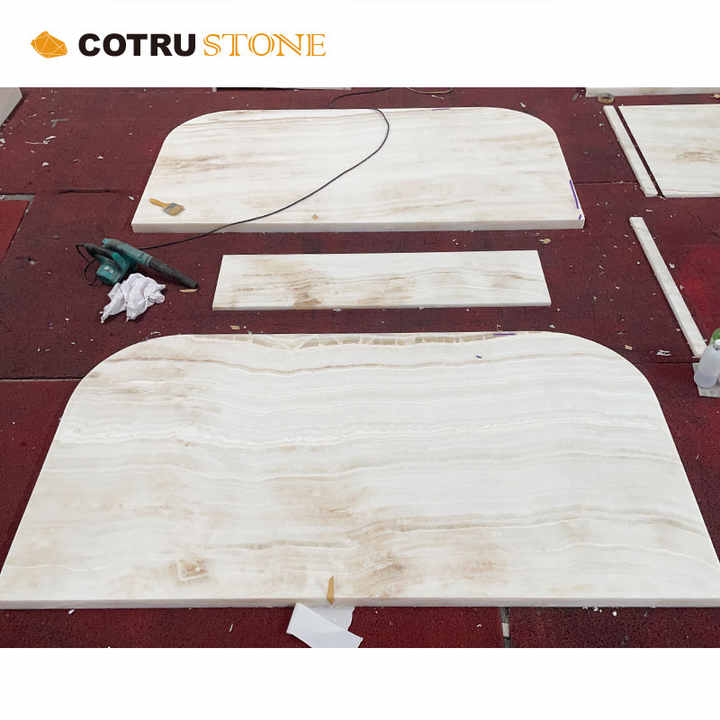 Sản phẩm đá tự nhiên bán chạy nhất tại thị trường Úc Đá Onyx tự nhiên Island Nature trong suốt Trắng như tuyết Thiết kế kiểu Pháp được đánh bóng - Daisan Store