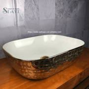 SDAYI Thiết bị vệ sinh Châu Âu sang trọng Thiết kế cá sấu vàng nguyên khối để bàn Chậu rửa mặt Chậu rửa mặt phòng tắm Giá vàng - Daisan Store