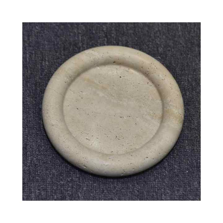 SH STONE Đá tự nhiên Đá cẩm thạch Trang trí Khay tròn Tối giản Hiện đại Màu be Đá travertine Đá cẩm thạch Khay trang điểm - Daisan Store