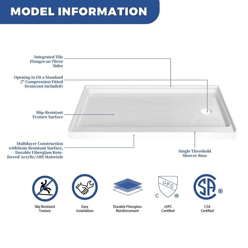 Shower Tray Acrylic Chong Truot Xa Phai Nguong Don - Daisan Store