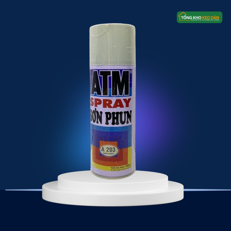 Sơn Xịt ATM A203 Màu Trắng Sứ Xám Sanyo White