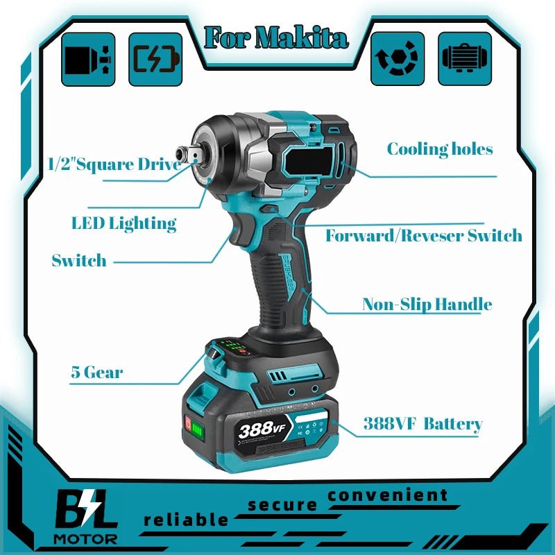 Súng Siết Lực Không Dây 600Nm 18V Makita Pin Chính Hãng - Daisan Store