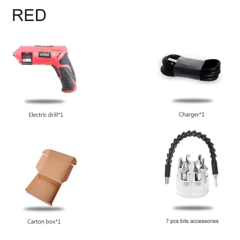 Súng Vít Mini Không Dây Pistol Có Đèn Led Pin Lithium 7 Bộ - Daisan Store