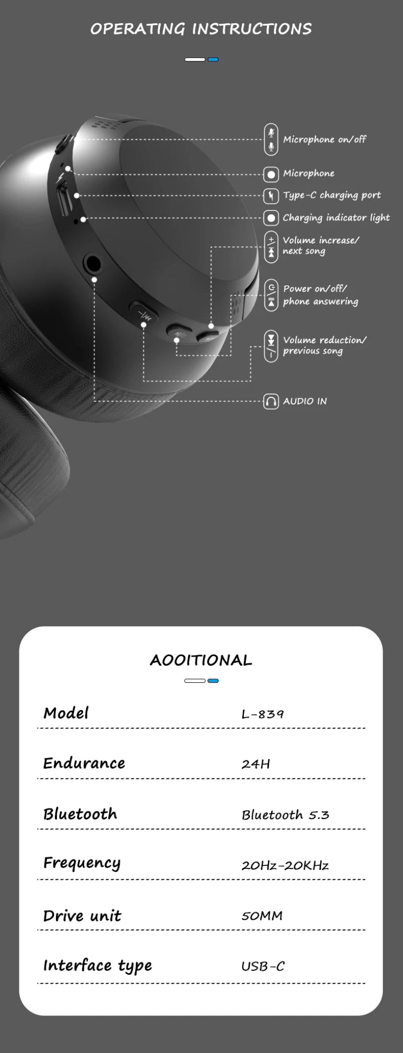 Tai Nghe Gấp LDON L839 Bluetooth 5.3 Thể Thao Gaming - Daisan Store