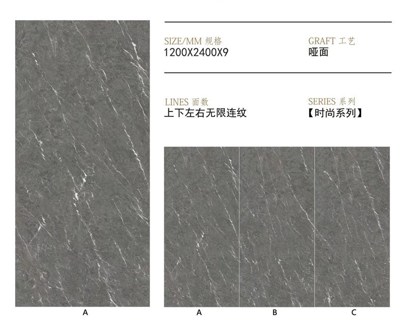 Tấm Đá Nung Kết Khổ Lớn Bóng Vân Đá Cẩm Thạch Sứ Xám Sao - Daisan Store