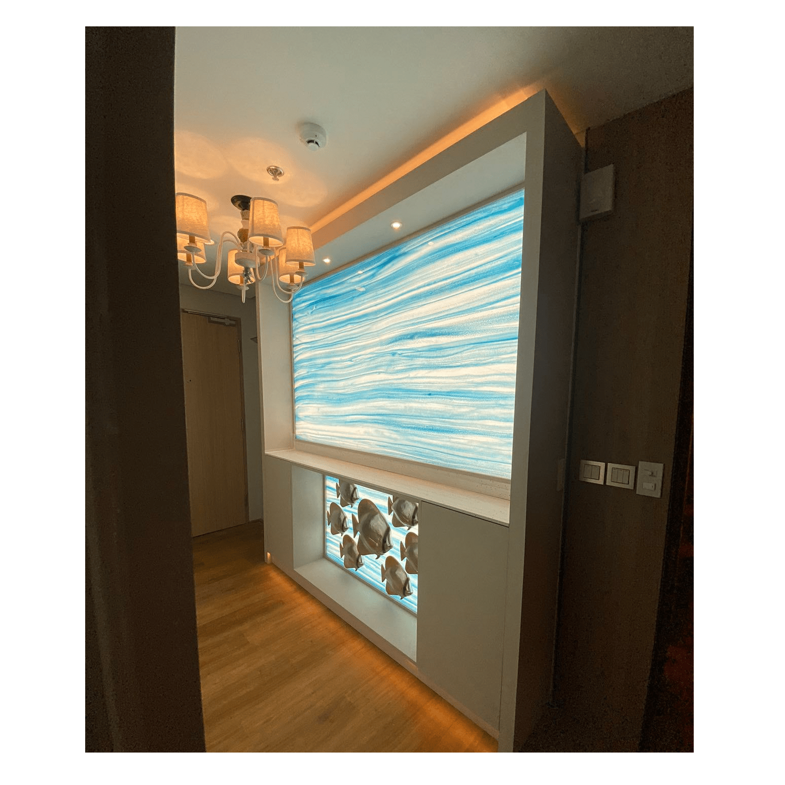 Tấm nhựa acrylic đá xuyên sáng màu xanh lam, ốp tường, vân cẩm thạch onyx trang trí tường - Daisan Store