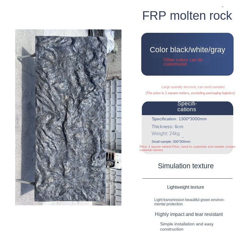 Tấm trang trí đá núi lửa trong suốt, cỡ lớn, sợi thủy tinh gia cường nhựa FRP - Daisan Store