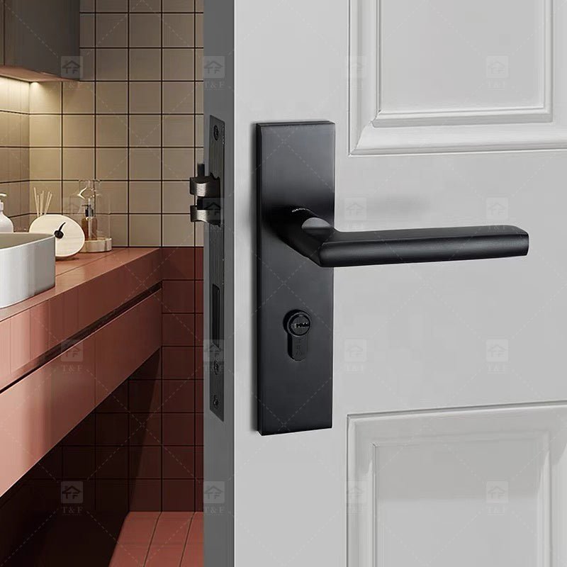 Tay Nắm Khóa Bán Chạy Nhất Phong Cách Châu Âu Hiện Đại Hoàn Thiện Đen Satin Gỗ và Hợp Kim Kẽm Cho Cửa Phòng Nội Thất - Daisan Store