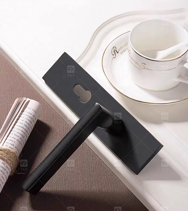 Tay Nắm Khóa Bán Chạy Nhất Phong Cách Châu Âu Hiện Đại Hoàn Thiện Đen Satin Gỗ và Hợp Kim Kẽm Cho Cửa Phòng Nội Thất - Daisan Store